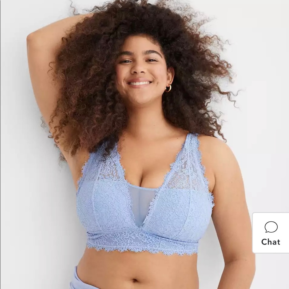 Aerie Eyelash Lace Padded Plunge Bralette